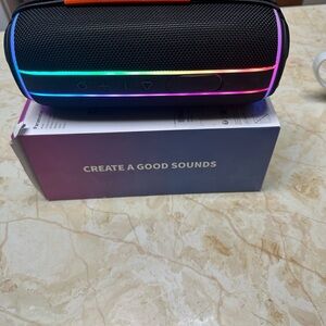 Portable Bluetooth Speaker with LED Lights - Black40 watts